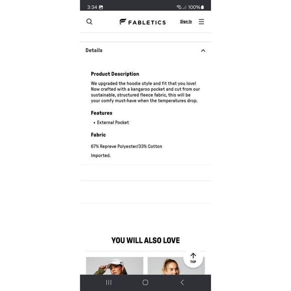 New Med Fabletics Black Oats Go To Hoodie Long Sleeve Pullover Hoodie Sweatshirt - Picture 5 of 7